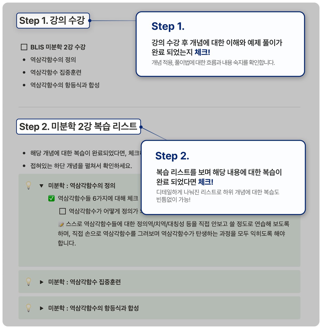 주차별 체크리스트 스텝 1-4 설명 이미지