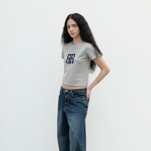 Square Logo Denim Top - Gray : 락케이크 Rock Cake