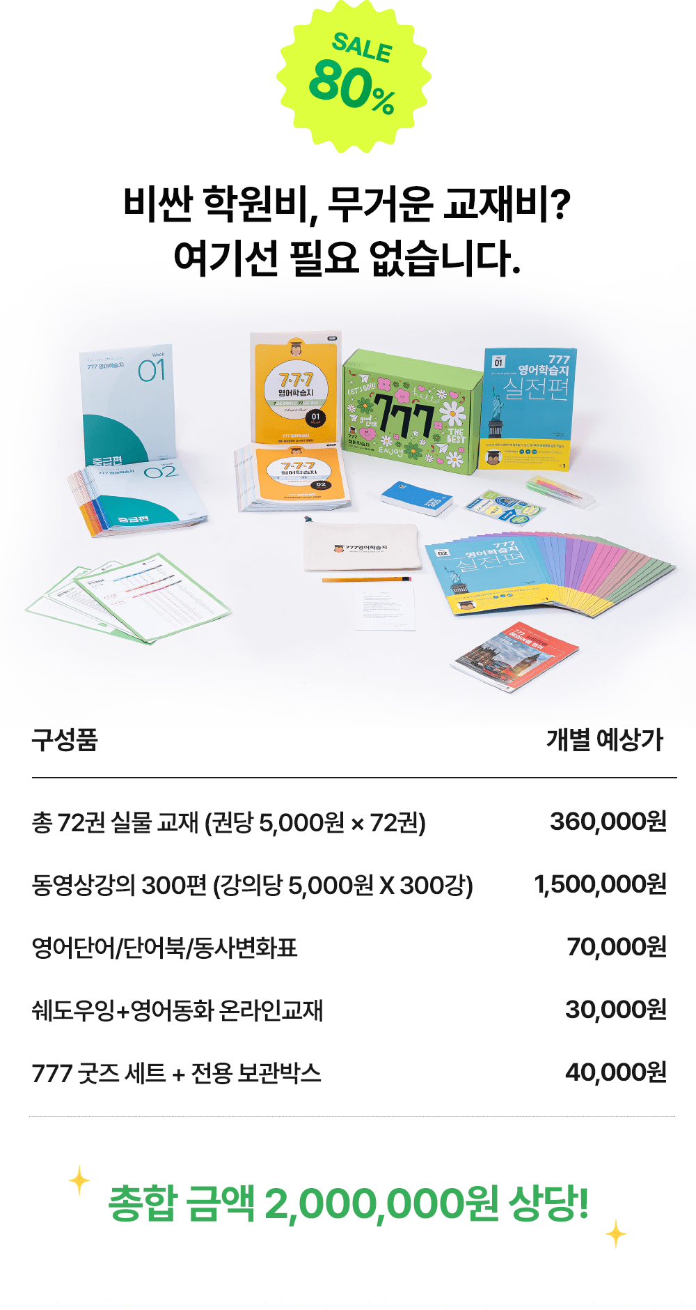 비싼 학원비, 무거운 교재비 필요없는 777영어공부학습지