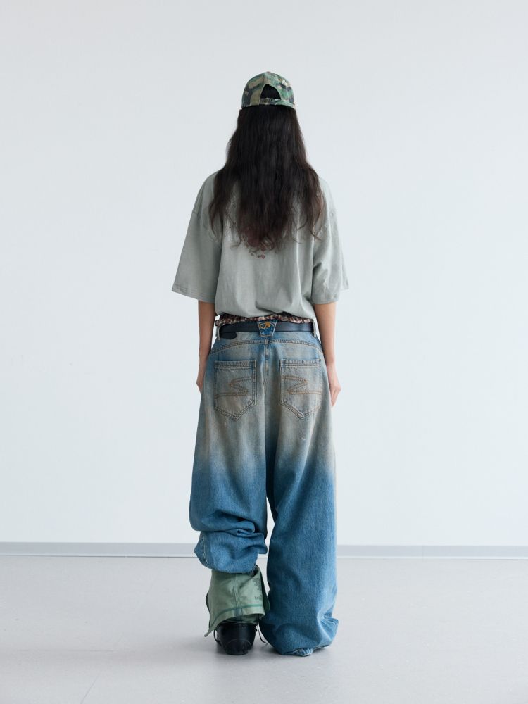 zipper detachable pocket spiked structure thorn jeans : 커프 cuf