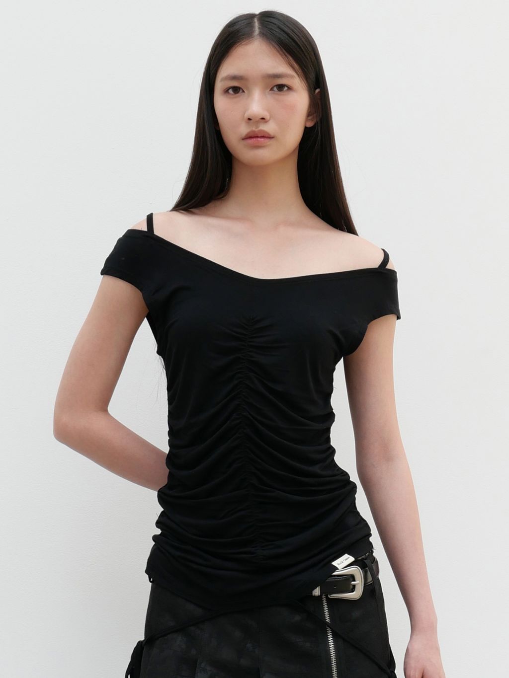 【ROCK CAKE】SHIRRING DRAW TOP 3カラー Shirring Draw Top - Black : 락케이크 Rock Cake