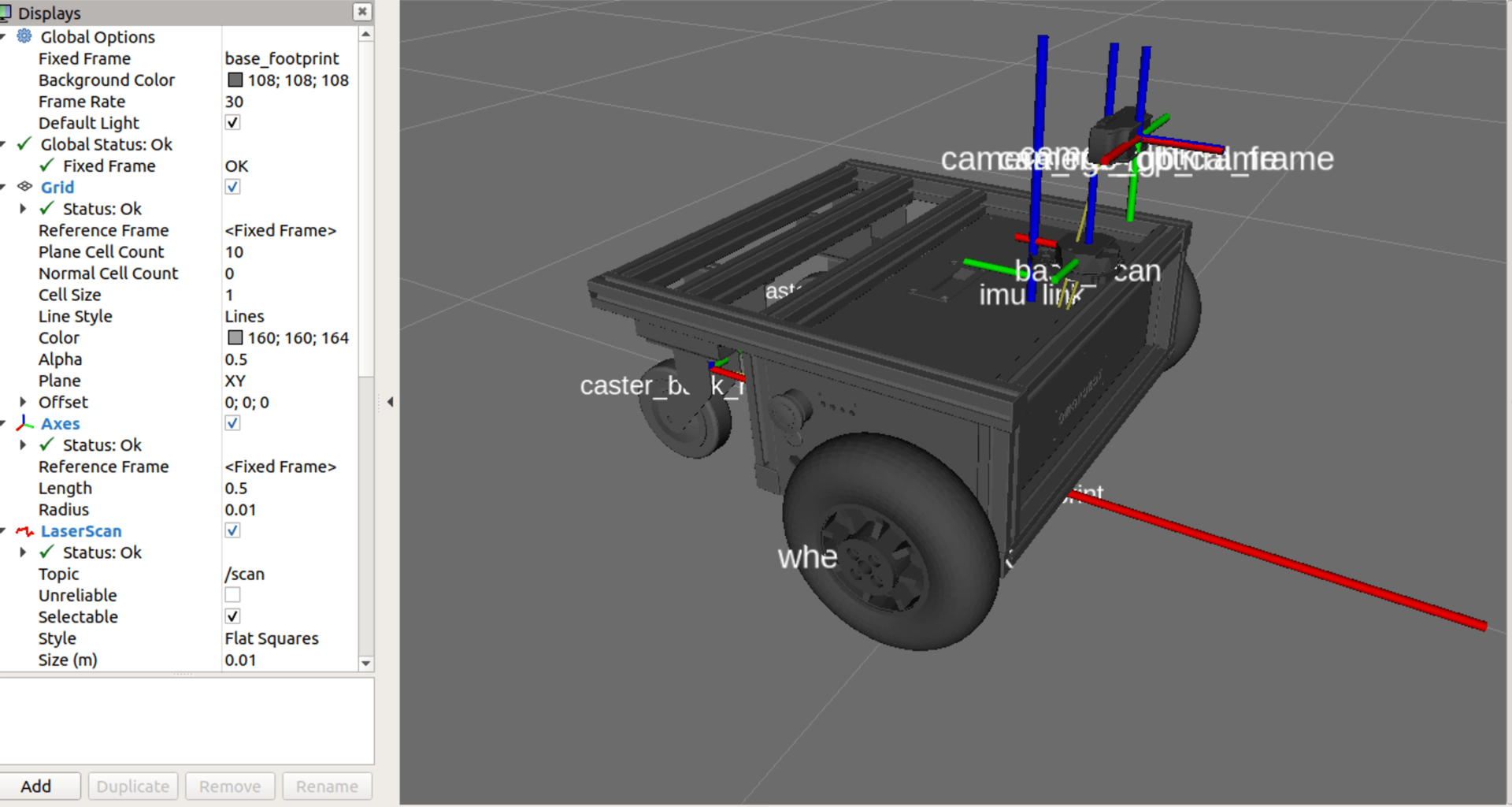 omo_r1_model.launch 실행후 rviz의 화면