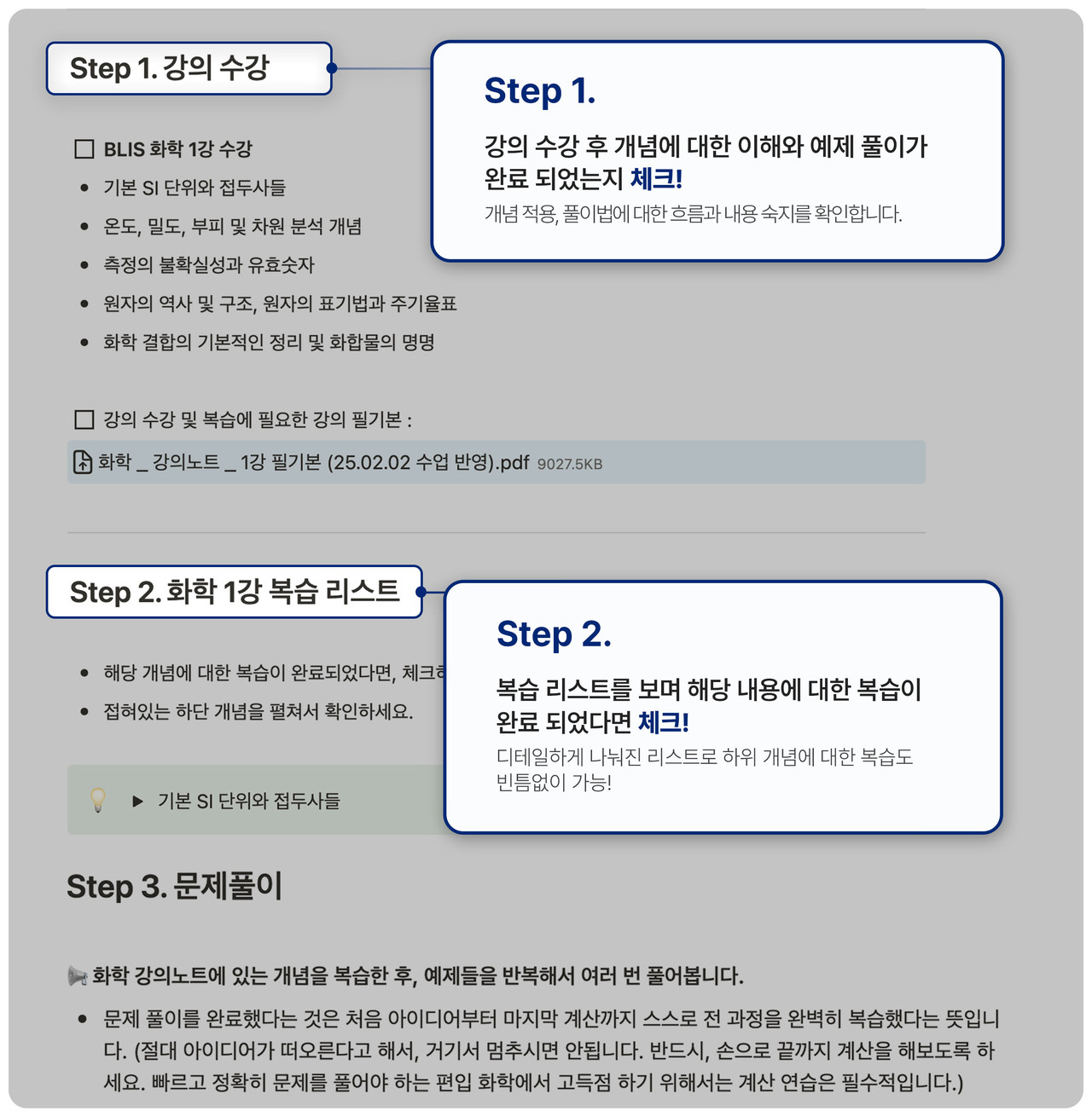 주차별 체크리스트 스텝 1-4 설명 이미지
