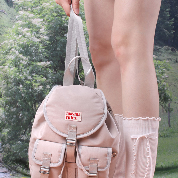 ★masmarulez★ Mini glossy belted backpackLight gray mini ver. Glossy belted flap backpack_Light gray