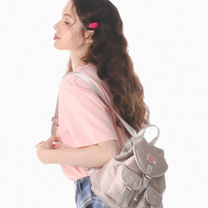 mini ver. Glossy belted flap backpack_Mist blue : Masmarulez