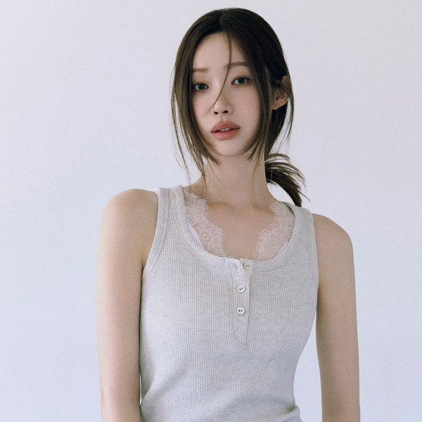 【MONOHA】Waffle-Knit Jersey Long Skirt Melange Gray MONOHA | SHOP