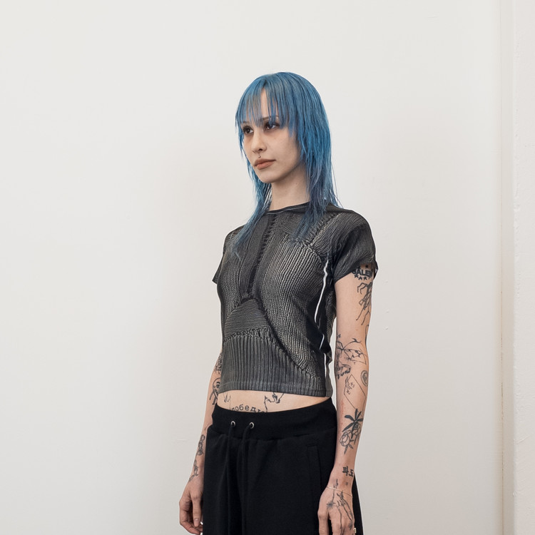 ワンピース [DOGMA EHKS] RECONSTRUCTED MINI DRESS RECONSTRUCTED MINI DRESS PALE BLUE : DOGMA EHKS