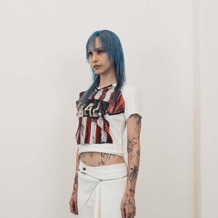 ワンピース [DOGMA EHKS] RECONSTRUCTED MINI DRESS RECONSTRUCTED MINI DRESS PALE BLUE : DOGMA EHKS