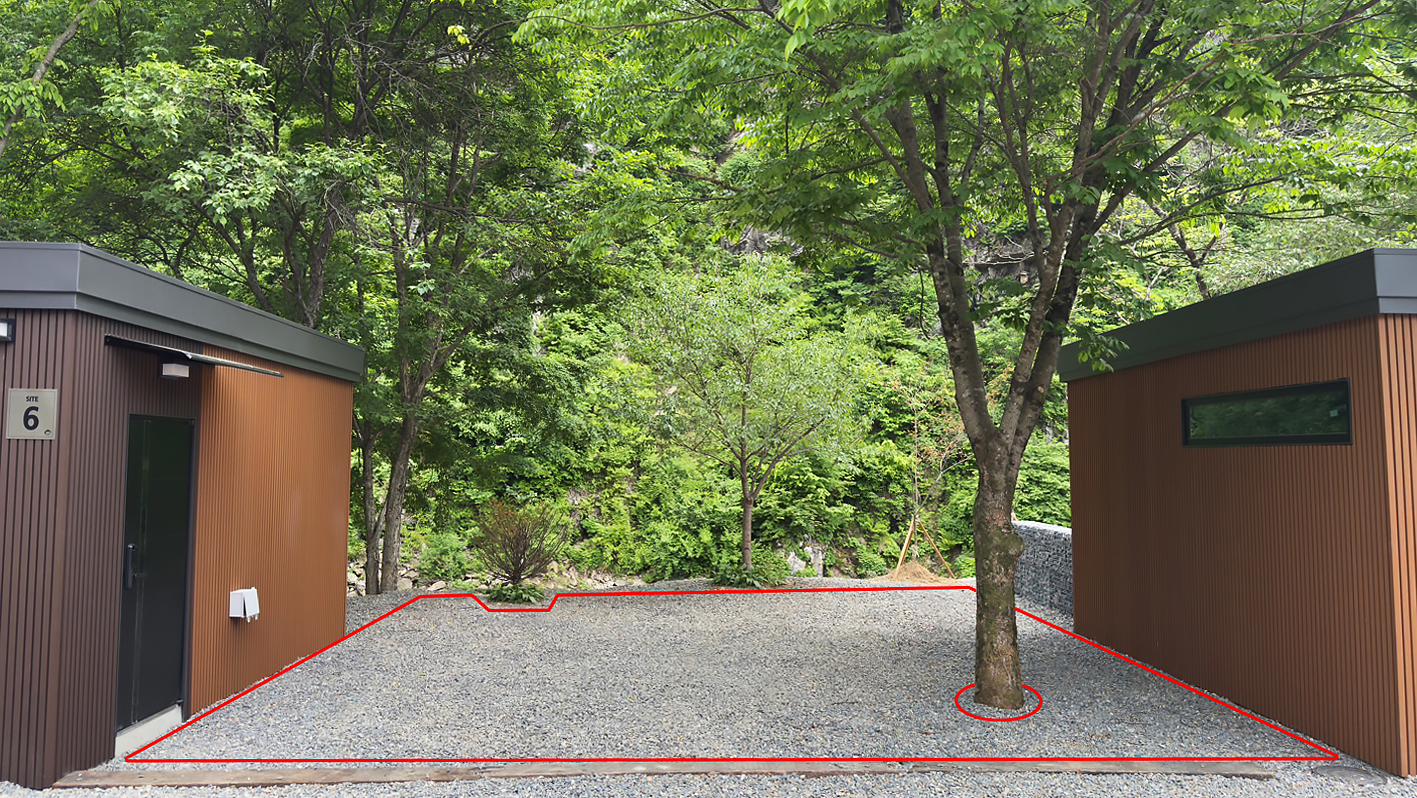 가평 캠핑장 스테이지 캠핑앤풀빌라의 사이트6을 소개합니다.