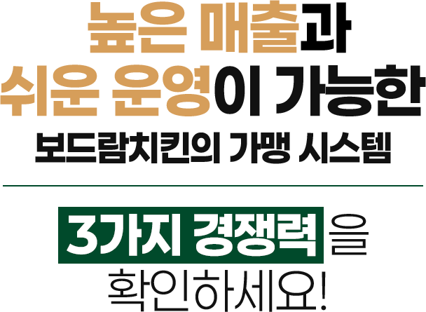 높은 매출과 쉬운 운영이 가능한 보드람치킨의 가맹 시스템