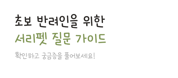 초보 반려인을 위한 서리펫 질문 가이드 확인하고 궁금증을 풀어보세요!