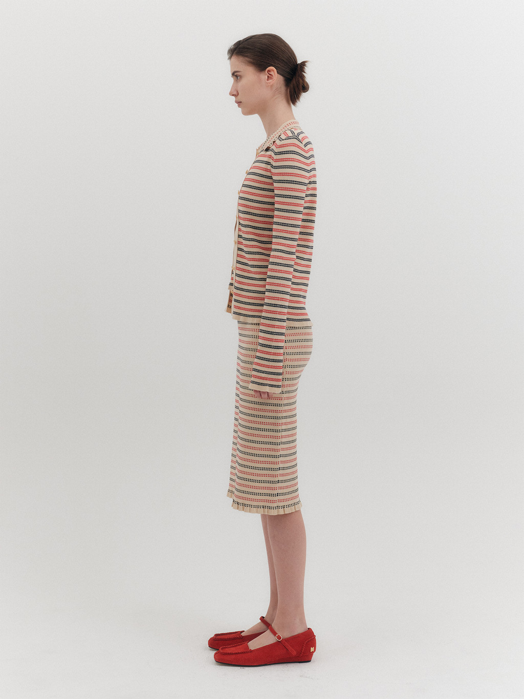 Ribbed Knit Cardigan - Light Beige : EENK SHOP