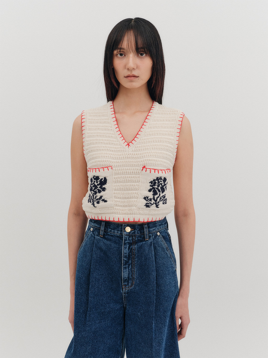 トップス YUKI SHIMANE Jacquard knit Vest - WHITE 51f32u-XIsL._UY1000_.jpg