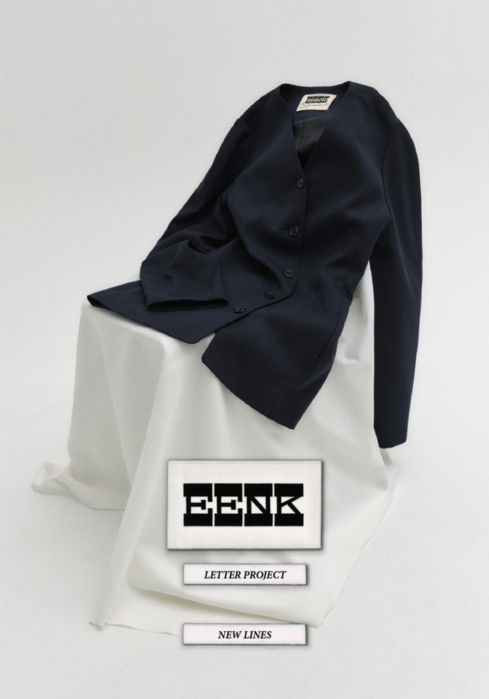 韓国人気ブランドMaison EENK シルクシャツネイビー