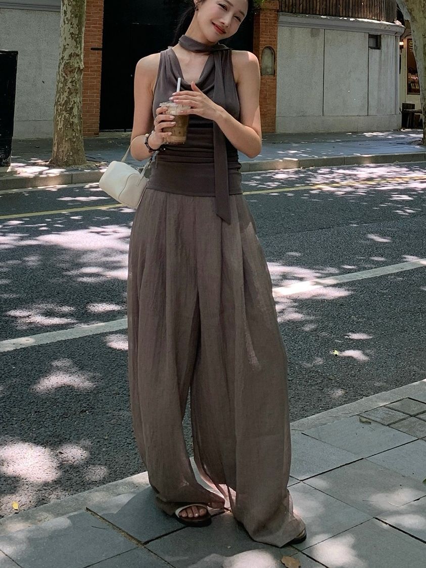 パンツ Loose Casual Wide-leg Nichi Pants Niiyyjj Black Wide Leg Suit Pants Men Plus Size Draped Baggy