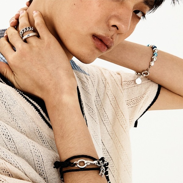 HALEINE ♥ CROSS JEWELERY LEATHER BRACELET /追跡付 HALEINE 알렌느 CROSS JEWELERY LEATHER BRACELET BLACK (WA222)
