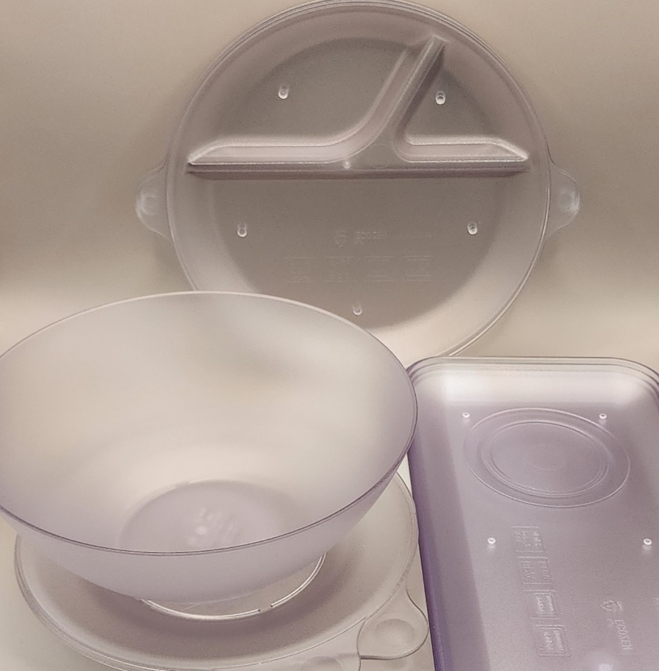 <strong>ECOZEN 다회용기</strong><br/>퓨어 3분할 나눔 플레이트<br/>퓨어 면기(대)<br/>퓨어 앞접시<br/>퓨어 베이커리 플레이트