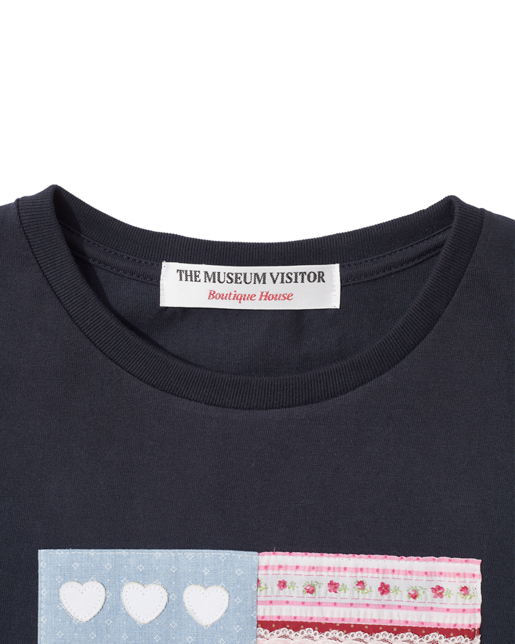 ◆THE MUSEUM VISITOR PATCHWORK SIX HEART T-SHIRT/4色◆ PATCHWORK SIX HEART T-SHIRT (NAVY) : THE MUSEUM VISITOR