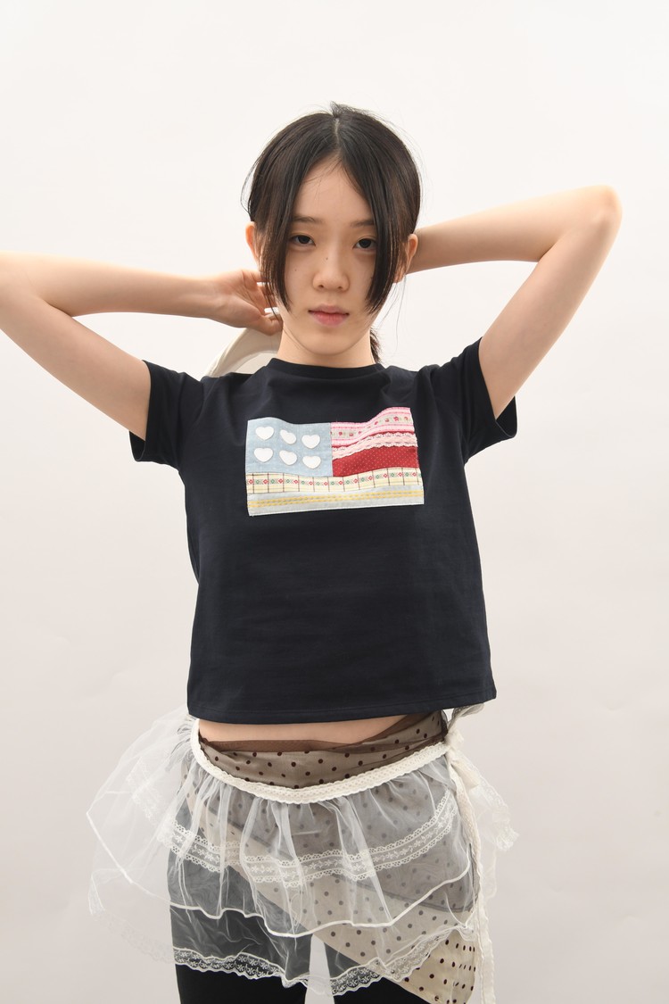 ◆THE MUSEUM VISITOR PATCHWORK SIX HEART T-SHIRT/4色◆ PATCHWORK SIX HEART T-SHIRT (NAVY) : THE MUSEUM VISITOR