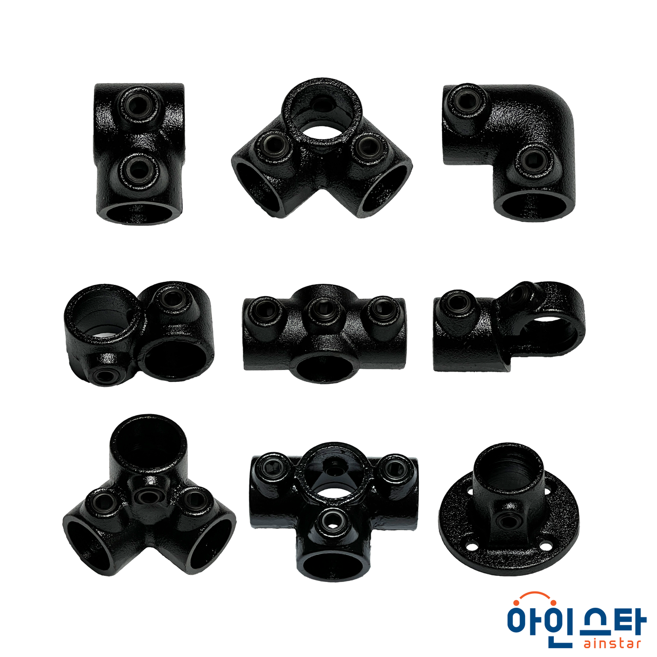 아인스타 무용접 원형파이프 클램프 20A 101 블랙 아시바 조인트 연결부속 하우스 고정