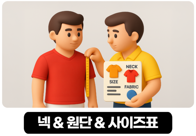 <h6 class="icontitle">넥디자인&원단&사이즈표</h6>