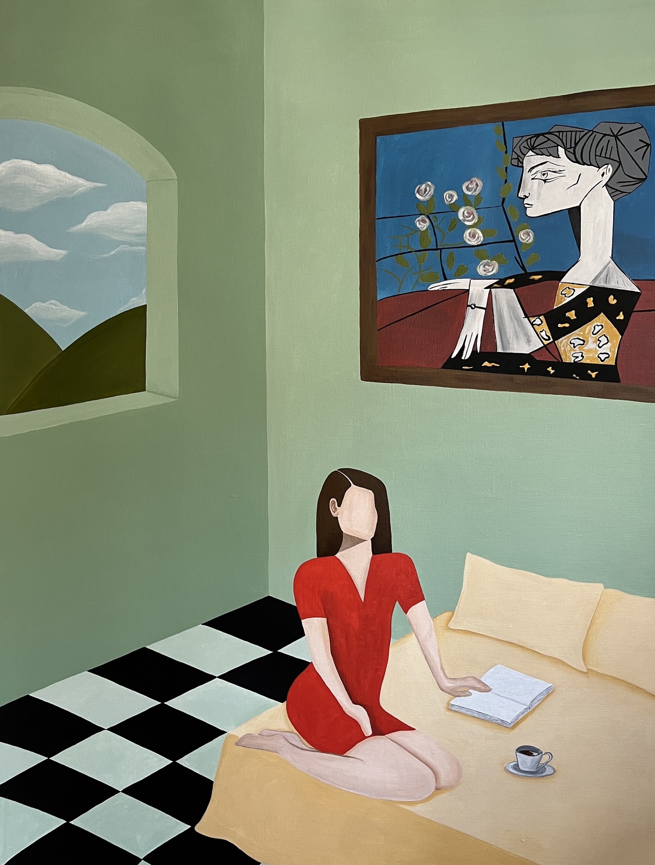 마르타 레이바 작가 Dora Maar reading, Oil on Linen canvas, 116x89cm, 2025