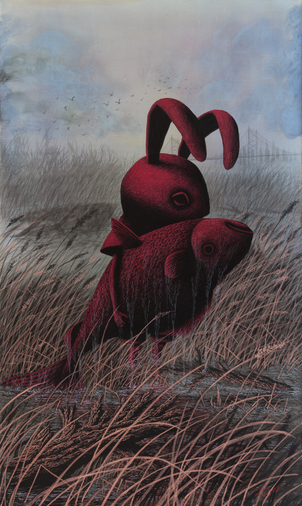 Masquerade_Pieta6/Watercolor, Oilpastel on Cottonpaper/163*67cm