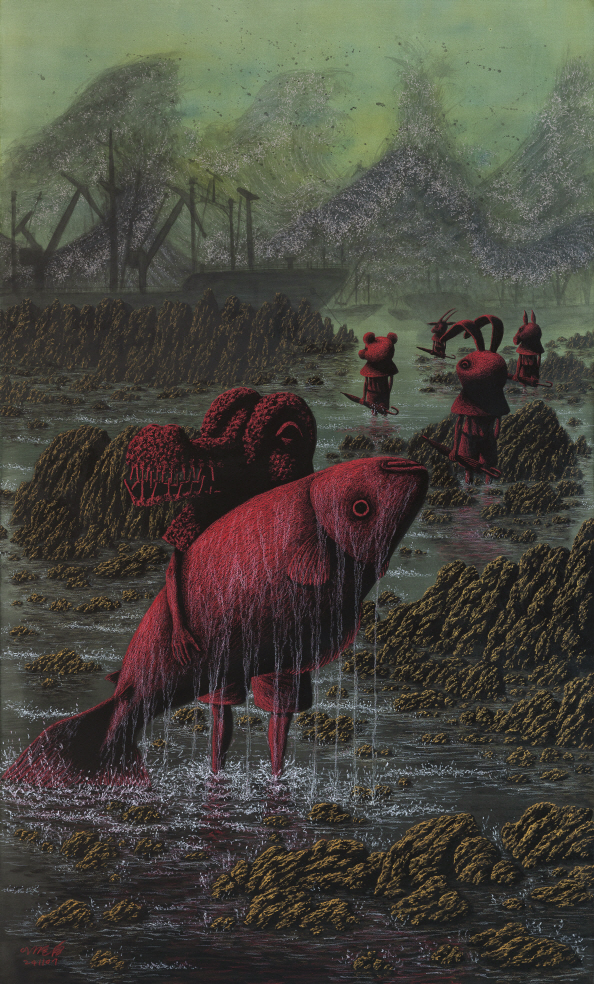 Masquerade_Pieta5/Watercolor, Oilpastel on Cottonpaper/163*67cm