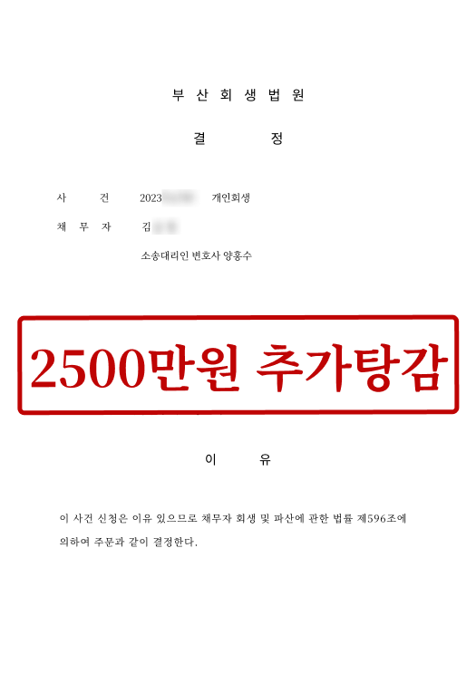 2500만원 추가 탕감 사례