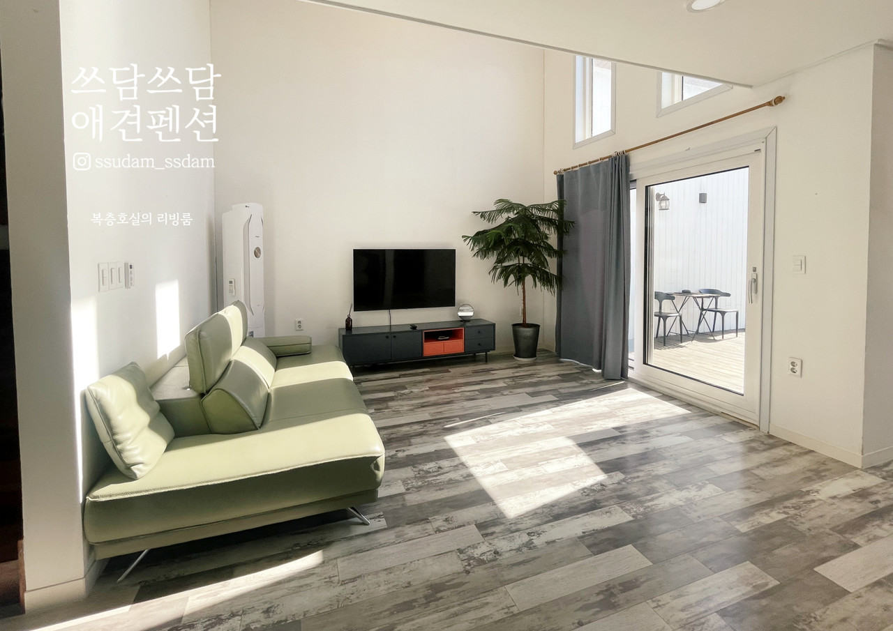 넓은 거실과 넓은 창 