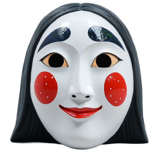 전주 마당놀이 지신지신에 등장하는 마을신 '삼신할미'를 형상화한 탈. 흰 얼굴에 붉은 볼터치와 미소 짓는 입매, 검은 머리카락이 특징인 한국 전통 가면 이미지