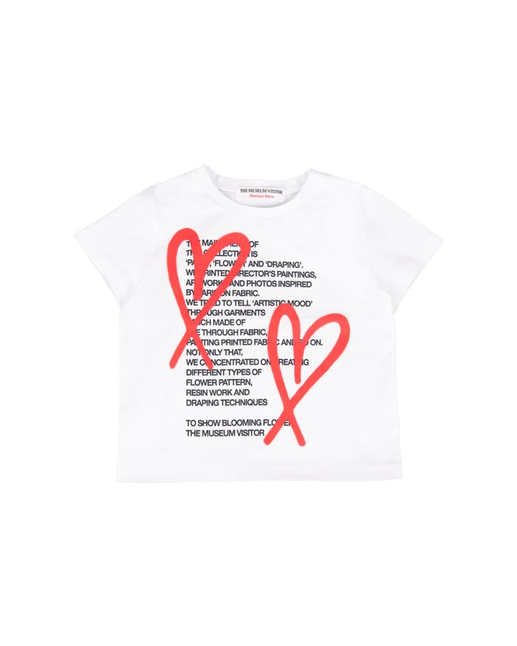 CROP HEART PRINTED T-SHIRTS (WHITE/RED) : THE MUSEUM VISITOR