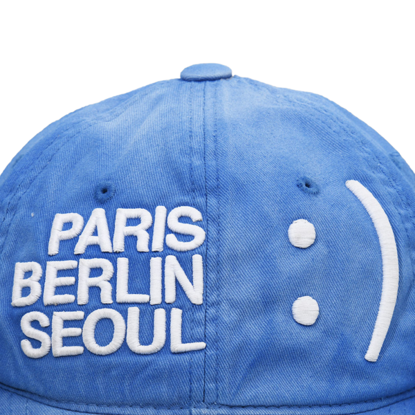 SMILE LOGO WASHED BALLCAP (BLUE) : THE MUSEUM VISITOR