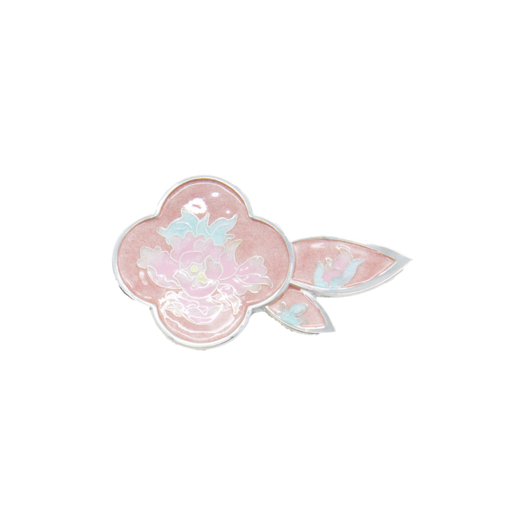 Peony Silver Cloisonné Chopstick and Spoon Rest (peach pink)