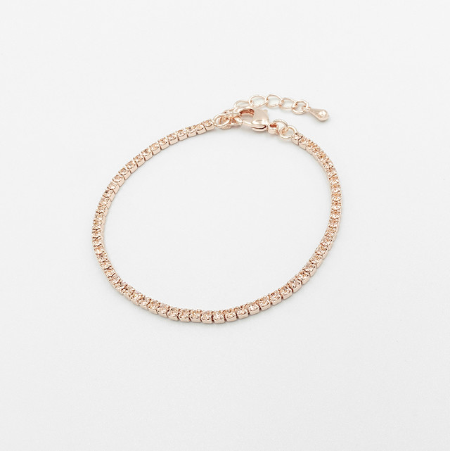 Peach Rhinestone Brass Bracelet