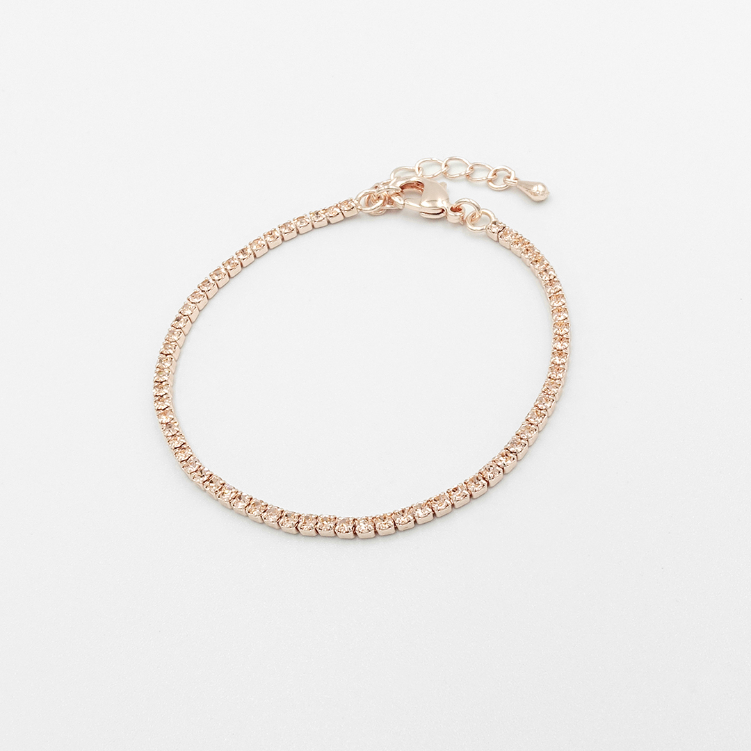 Peach Rhinestone Brass Bracelet