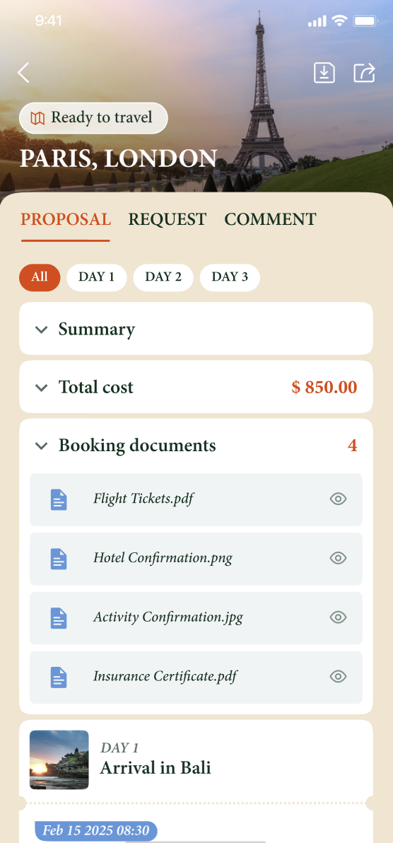 <br> <p style="text-align: center; line-height: 1;">   <span style="font-family: SUIT-Regular, sans-serif; font-size: 15px; color: rgb(225, 73, 8);"><strong>07.&nbsp;</strong></span>   <span style="font-size: 15px;"><span style="font-family: SUIT-Regular, sans-serif; color: rgb(23, 22, 21);"><strong>Upload Documents</strong></span></span> </p> <p style="text-align: center; line-height: 1;">   <span style="font-size: 15px;"><span style="font-family: SUIT-Regular, sans-serif; color: rgb(23, 22, 21);">Flight tickets, visas, and more</span></span> </p> <p style="text-align: center; line-height: 1;">   <span style="font-size: 15px;"><span style="font-family: SUIT-Regular, sans-serif; color: rgb(23, 22, 21);"><strong>Upload all your travel<br>documents in one go.</strong></span></span> </p>