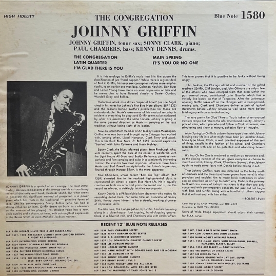 BLP1580　 The Congregation：Johnny Griffin Johnny Griffin – The Congregation – Vinyl (LP, Album, Mono