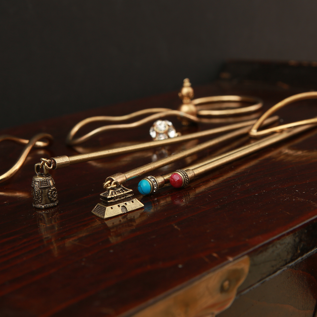 쥬얼리 헤어악세사리 ; 분리, 교체가 되는 원석 비녀참&비녀세트 / Brass, 천연원석, 스와로브스키진주