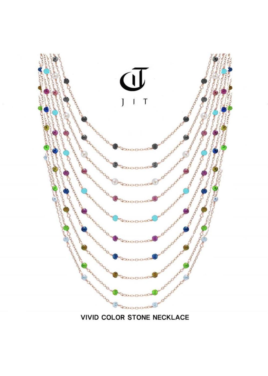 14K Vivid Natural Gemstone Handmade Daily Necklace