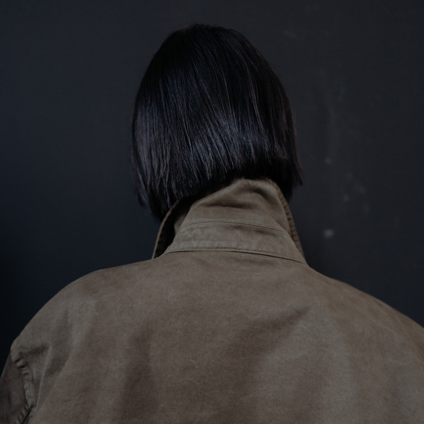Cotton dying work jacket (khaki / blue gray) : MONOHA