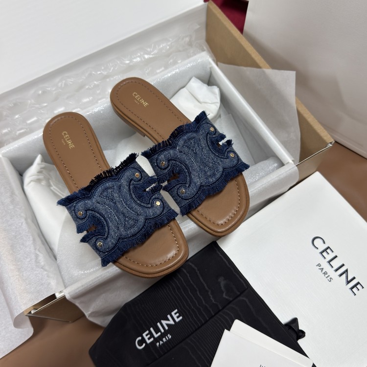 셀린느 25SS 마리나 프린지 데님 슬리퍼