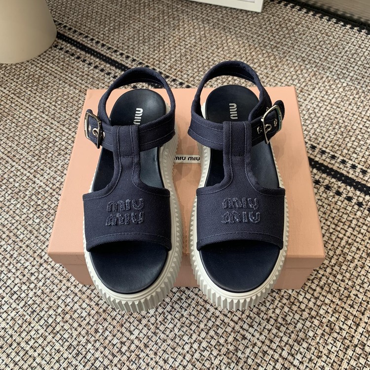 미우미우 데님 플랫폼 샌들