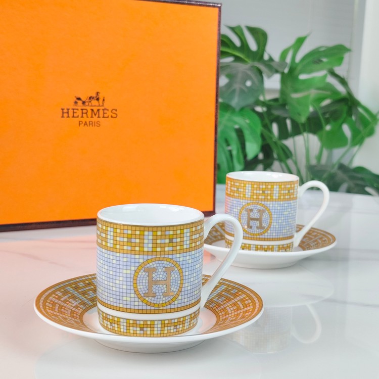 에르메스 커피잔 2종 세트