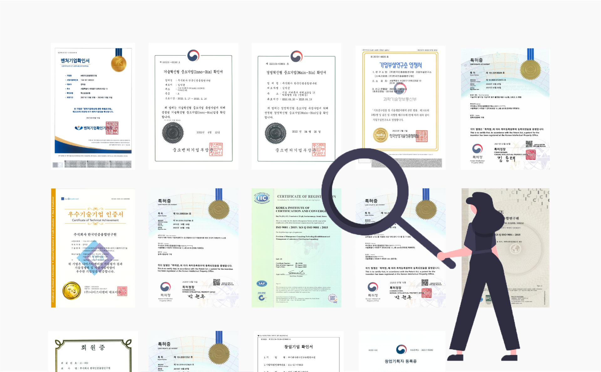 다양한 R&D 인증 이미지