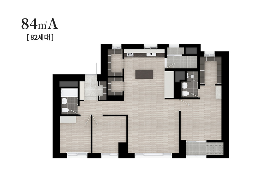 동래반도유보라 84a 타입 4페이 판상형 설계도 이미지 