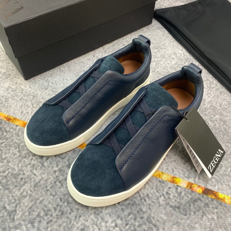 제냐 스웨이드 레더 트리플 스티치  스니커즈