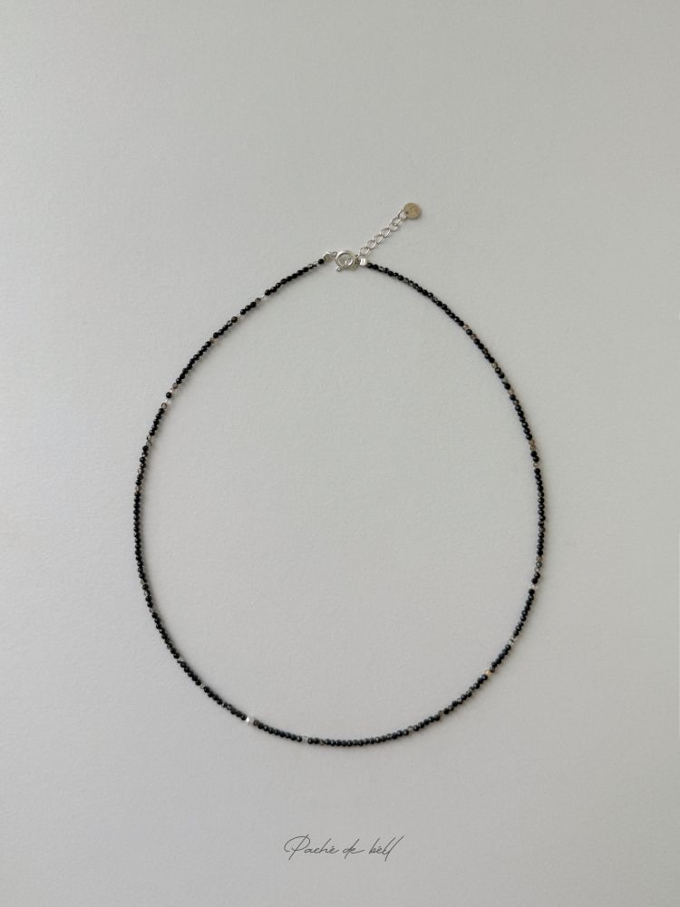 Leah Necklace(925silver)-onyx 파셰드벨