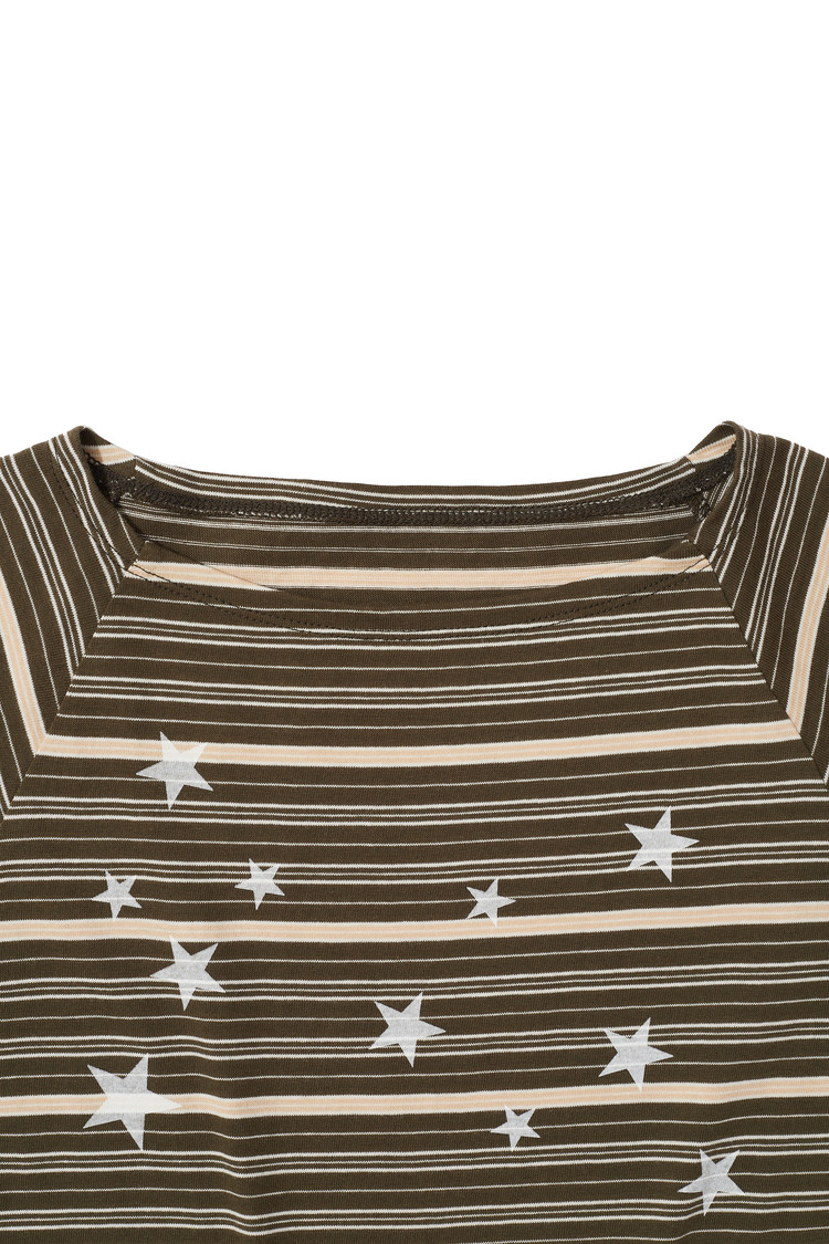 STRIPED STAR-PATTERNED T-SHIRT (KHAKI) : THE MUSEUM VISITOR