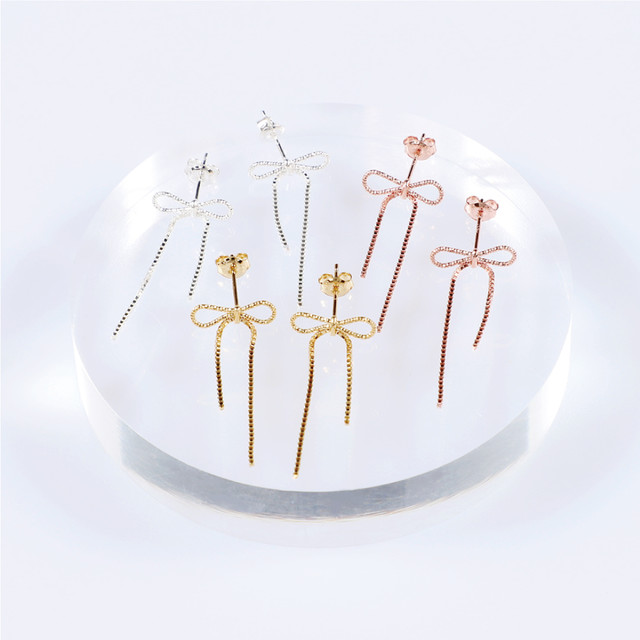 Silver 925 Women’s Ribbon Lovely Earrings